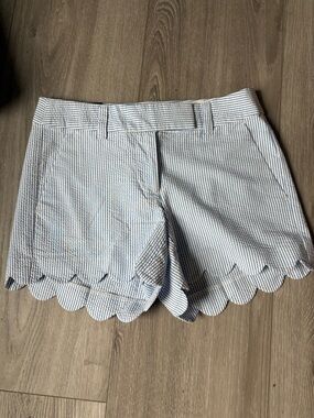 J.Crew Scalloped Seersucker Shorts 4”